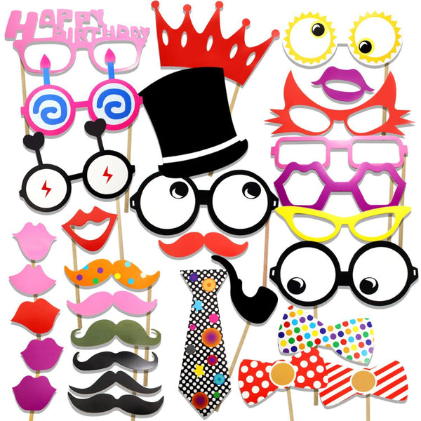 31 Pcs Funny Glasses Birthday Party Photo Booth Props