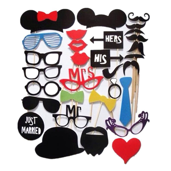 31 Pcs Wedding Birthday Party Multicolor Photo Booth Props