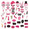 56 Pcs Single Queen Party Wedding Supplies Pink Photo Booth Props