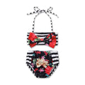 Girls Floral Printed Bow Front Halter Bikini Set