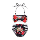 Girls Floral Printed Bow Front Halter Bikini Set