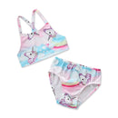 Girls Unicorn Printed Cross Back Sweet Swimwear Set