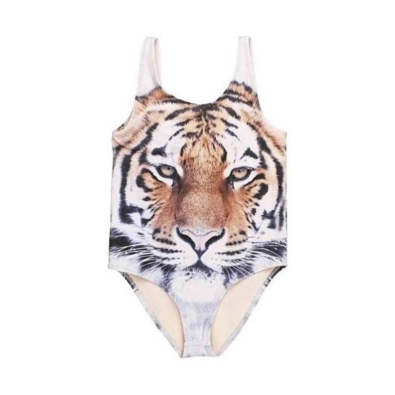 Fashionable Girls 3D Tiger Printed Sleeveless Swimwear