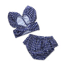 Girls Plaid Printed Bow Design Flounce Bikini Set