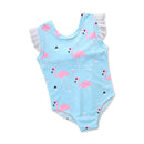 One Piece Girls Lovely Flamingo Printed Frilled Swimwear