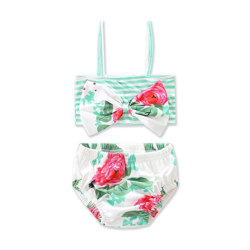 Fresh Style Girls Floral Printed Bow Front Bikini Set