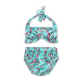 Cute Girls Flamingo Printed Halter Bikini Set