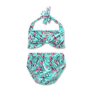 Cute Girls Flamingo Printed Halter Bikini Set