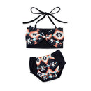 Girls Unique Printed Bow Design Halter Bikini Set