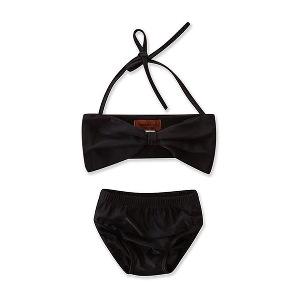Girls Solid Color Halter Bikini Set