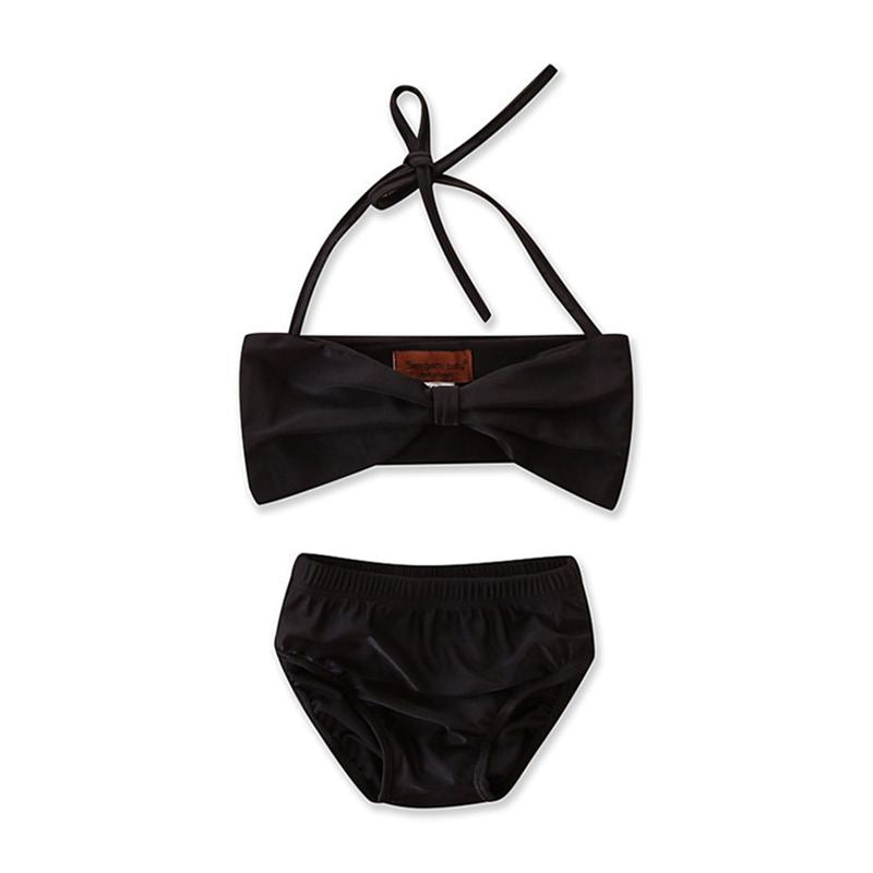 Girls Solid Color Halter Bikini Set