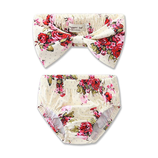 Girls Floral Printed Strapless Cover Up Set