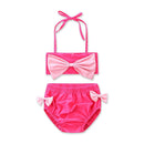 Cute Girls Plain Bowknot Pattern Halter Bikini Set