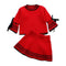 Girls 2 Pcs Set Cotton Stripes Printed Knitted Sweaters And Skirts