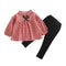 Casual Girls Cotton Plaid Printed Blouse And Pants Set