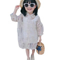 Fresh Girls Cotton Lace Floral Embroidered Blouse And Vest Set