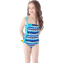 Girls Wave Printed Ruffle Design Swimwear