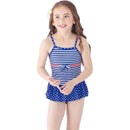 Lovely Girls Stripes Printed Patchwork Bowknot Swimwear