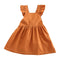 Baby Girls Cotton Plain Knot Back Ruffle Design Dress