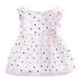 Baby Girls Cotton Sequins Dots Printed Sleeveless Dress