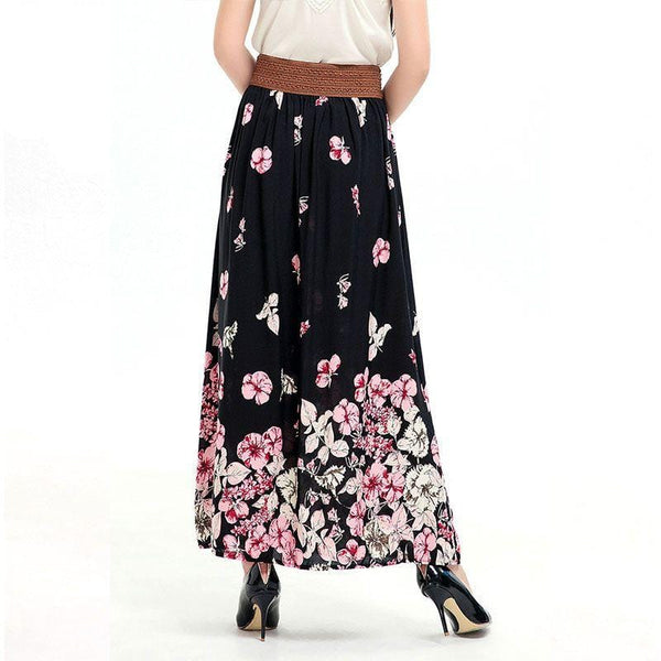 Women Fashion Summer Vacation Floral Print Ankle Length Boho Skirt