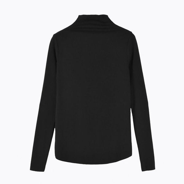 Women Fashion Solid Color Good Stretch Mock Neck Long-sleeve Bottoming Top