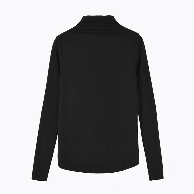 Women Fashion Solid Color Good Stretch Mock Neck Long-sleeve Bottoming Top