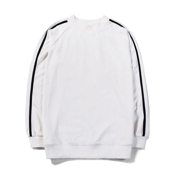 Women Unisex Style Classic Stripes Pattern Round Neck Sweatshirt