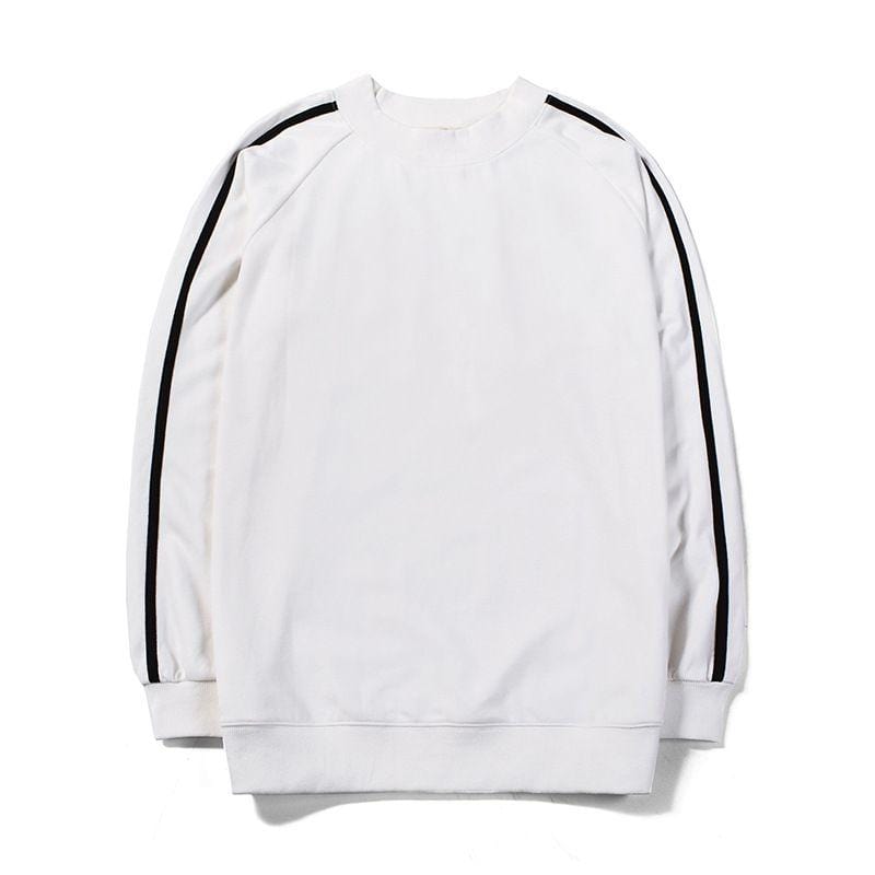 Women Unisex Style Classic Stripes Pattern Round Neck Sweatshirt