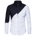 Men Cotton Color Blocking Long Sleeves Shirts