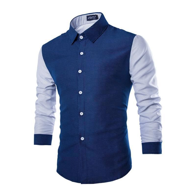 Fashionable Men Cotton Patchwork Lapel Shirts