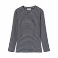 Women Fashion Classic Stripes Pattern Long-sleeve Round Neck T-shirt