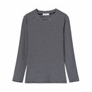 Women Fashion Classic Stripes Pattern Long-sleeve Round Neck T-shirt