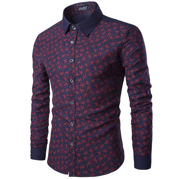 Men Cotton Printed Long Sleeves Slim Fit Shirts