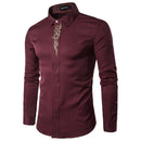 Men Cotton Simple Embroidered Slim Fit Shirts