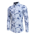 Men Cotton Blue Floral Printed Long Sleeves Shirts