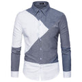 Men Cotton Patchwork Button Long Sleeves Shirts