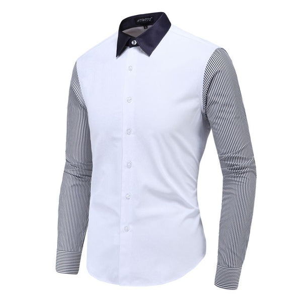 Men Cotton Patchwork Long Sleeves Shirts