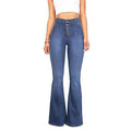 New Arrival Women Fashion Simple Solid Color Stretch Flare Jeans