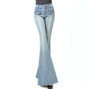 Women Fashion Hot Sale Vintage Style Flare Pattern Stretch Jeans