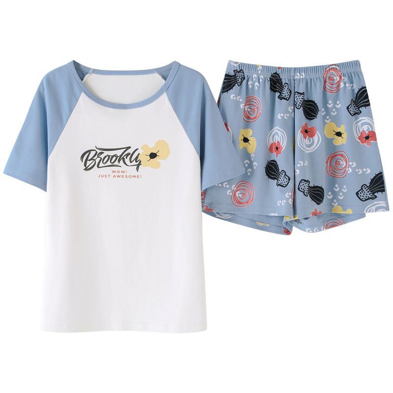 Fashion Flower Cactus Design Women Short-sleeve Pajamas