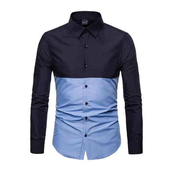 Men Cotton Color Blocking Casual Shirts