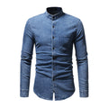 Men Cotton Plain Slim Fit Denim Shirts