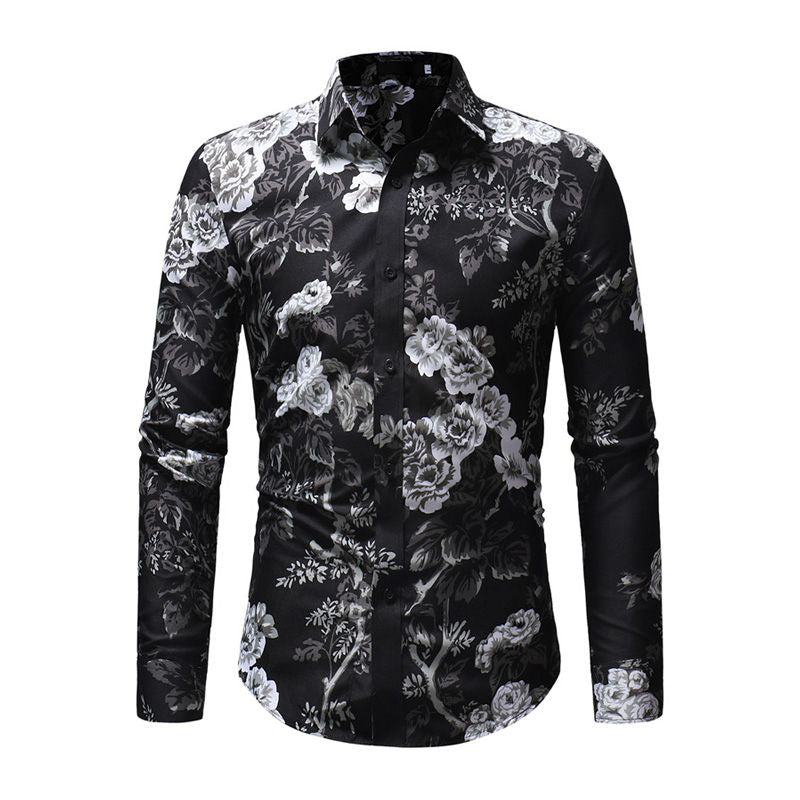 Men Cotton Flower Printed Casual Shirts