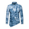 Men Cotton Printed Standing Collar Irregular Shirts