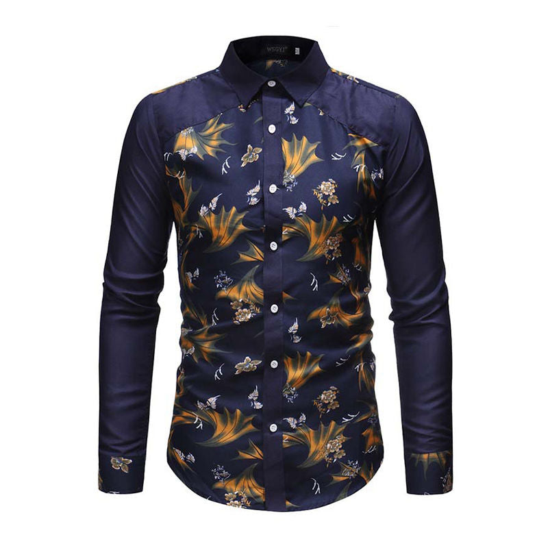 Men Cotton Patchwork Floral Printed Shirts