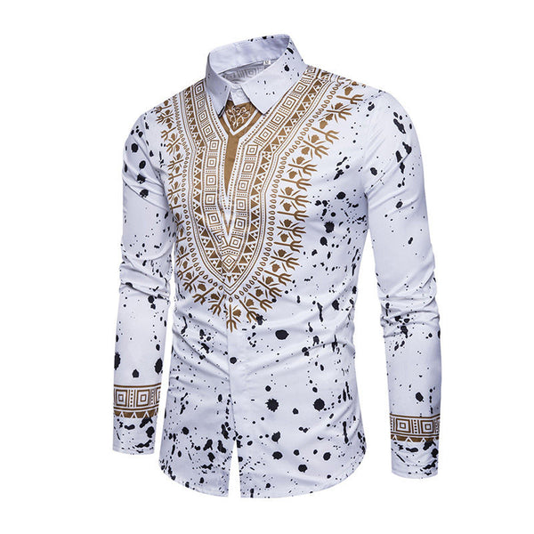 Men Cotton Ethnic Style Printed Long Sleeves Shirts