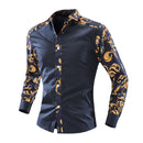 Men Cotton Patchwork Slim Fit Shirts