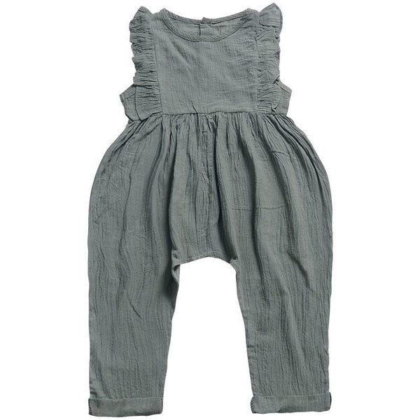 Baby Cotton Solid Color Sleeveless Jumpsuit