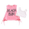 2 Pcs Cute Girls Cotton Letter Printed Lace-up Tops And Tanks